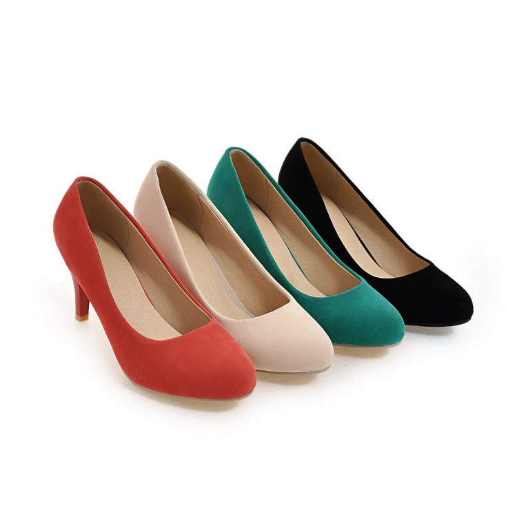 Minimalist Slip-On Flat Shoes with Mid Heel and Round Toe