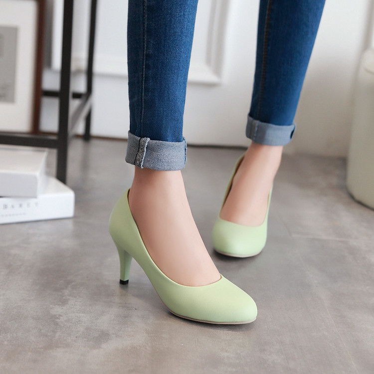 Minimalist Slip-On Mid Heel Pumps for Women