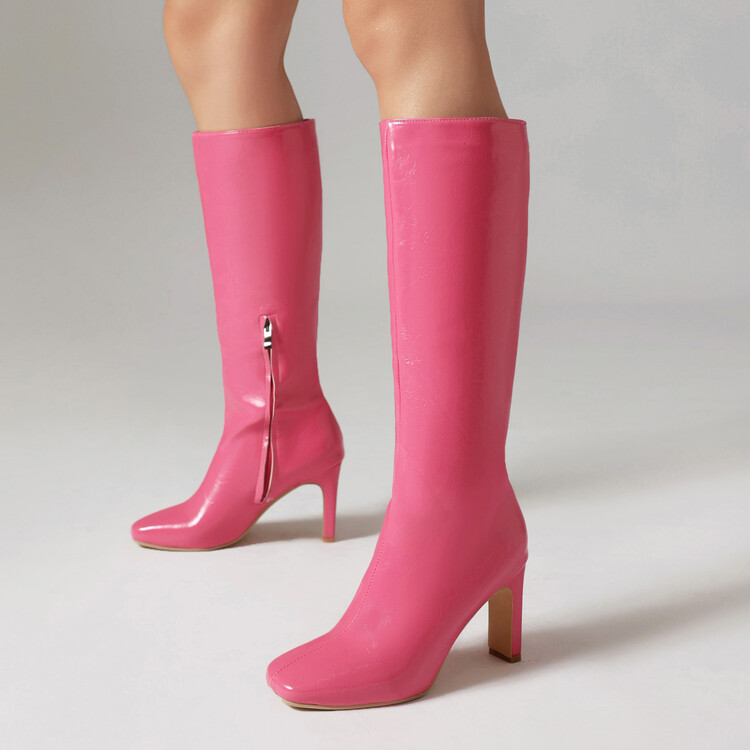 Women's Fashion Boots with Chunky High Heel and Side Zipper - Style s.html
