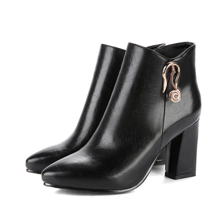 Women's High Heel Ankle Boots with Metal Decoration - Style e.html