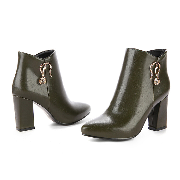 Women's High Heel Ankle Boots with Metal Decoration - Style e.html