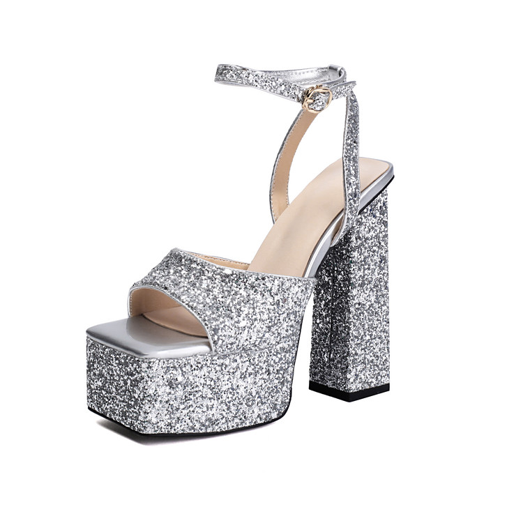Women's Open Toe Chunky Heel Platform Sandals