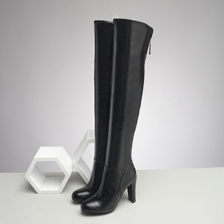Women's Over-the-Knee High Heel Fashion Boots with Metal Decoration
